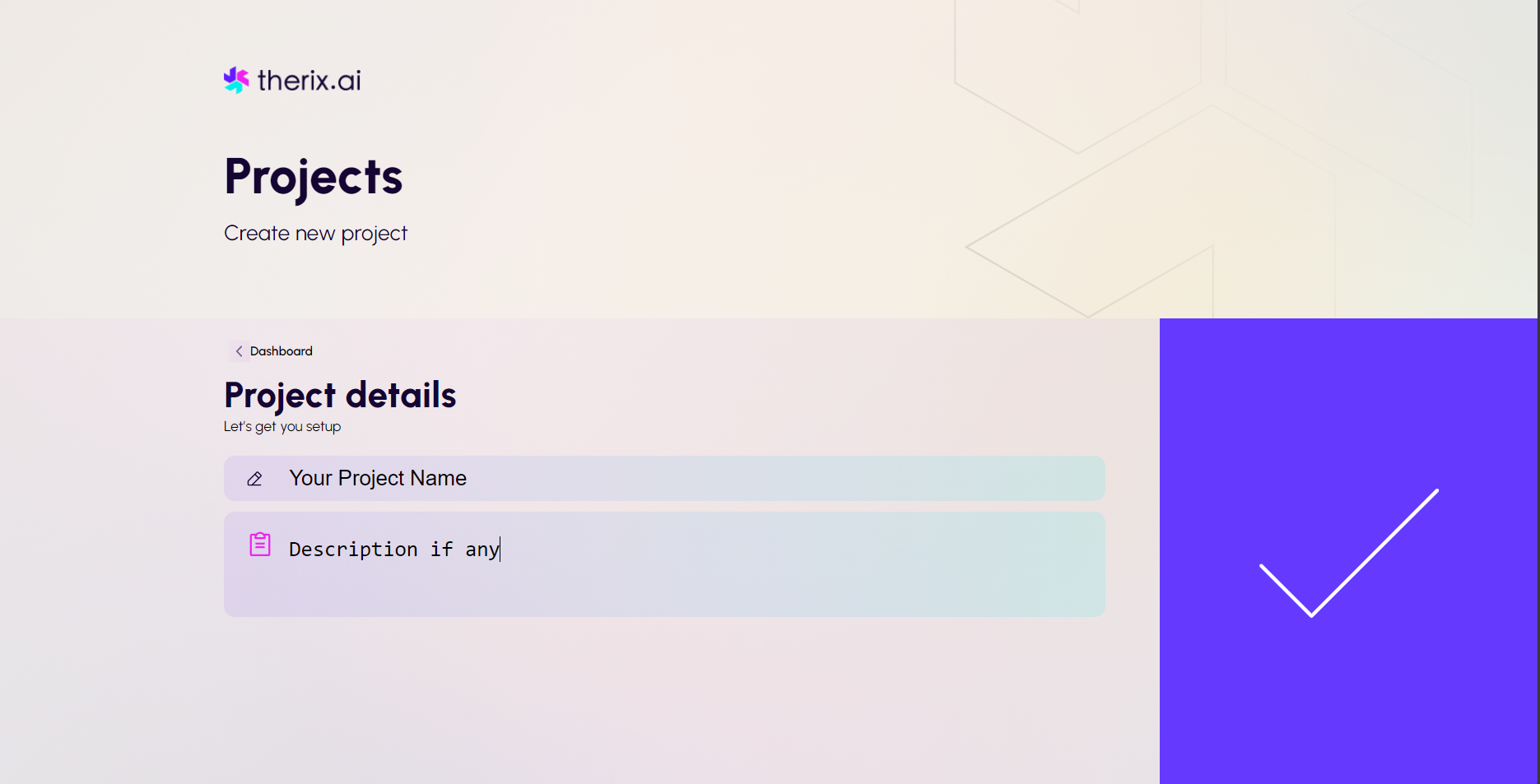 Project Creation Dashboard